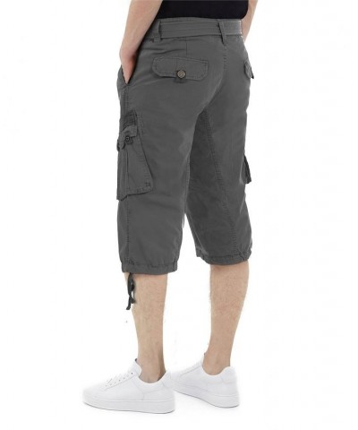 Men's Belted Capri Cargo Shorts Gray $23.75 Shorts