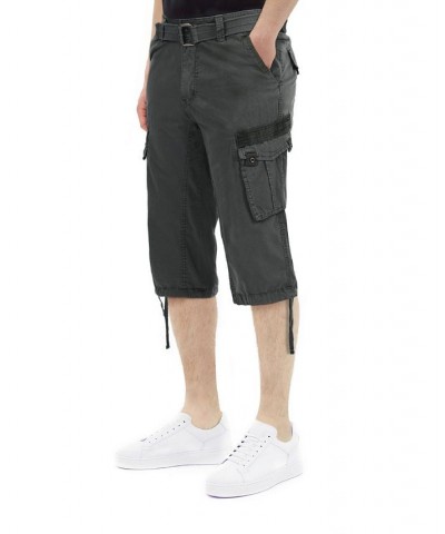 Men's Belted Capri Cargo Shorts Gray $23.75 Shorts