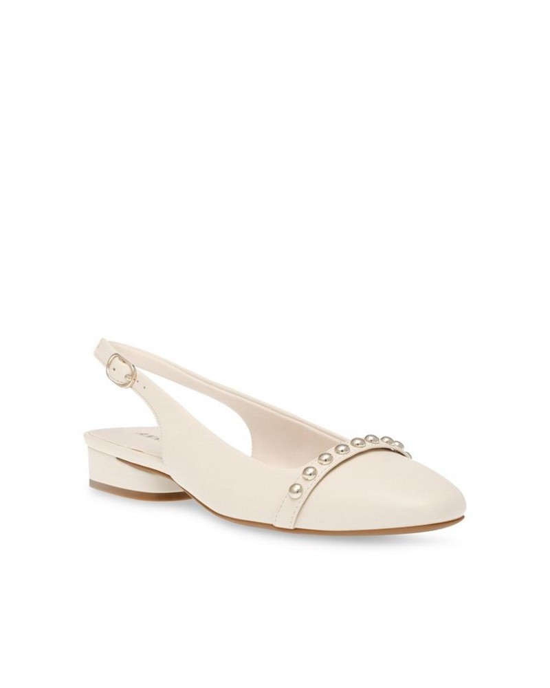 Women's Carra Embellished Flats White $45.54 Shoes