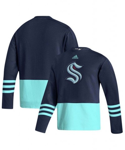 Men's Deep Sea Blue Seattle Kraken Logo AEROREADY Pullover Sweater $50.00 Sweaters