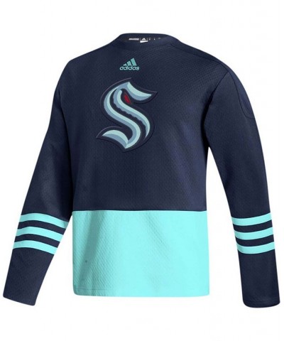 Men's Deep Sea Blue Seattle Kraken Logo AEROREADY Pullover Sweater $50.00 Sweaters