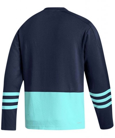 Men's Deep Sea Blue Seattle Kraken Logo AEROREADY Pullover Sweater $50.00 Sweaters