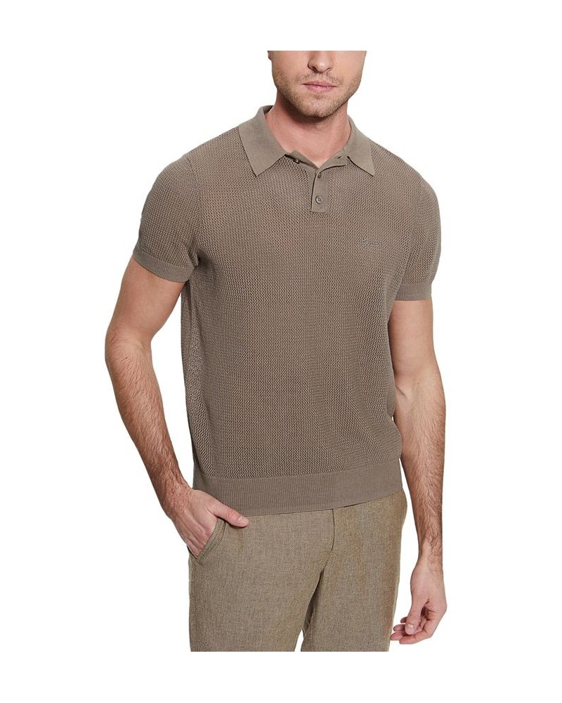 Men's Lenny Embroidered Logo Short-Sleeve Polo Shirt Brown $48.06 Polo Shirts