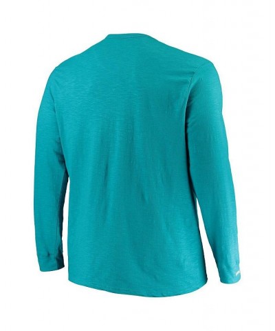 Men's Aqua Miami Dolphins Big and Tall First Round Pick Long Sleeve Henley T-shirt $40.50 T-Shirts