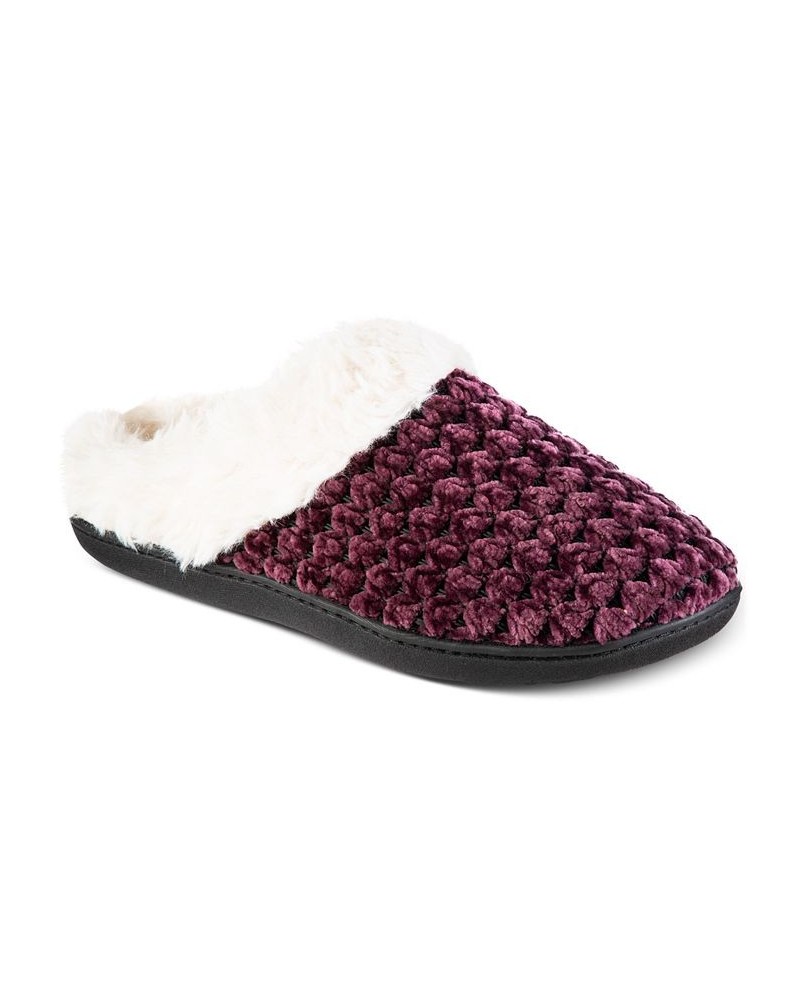 Women's Popcorn Chenille Hoodback Slippers Purple $11.44 Shoes