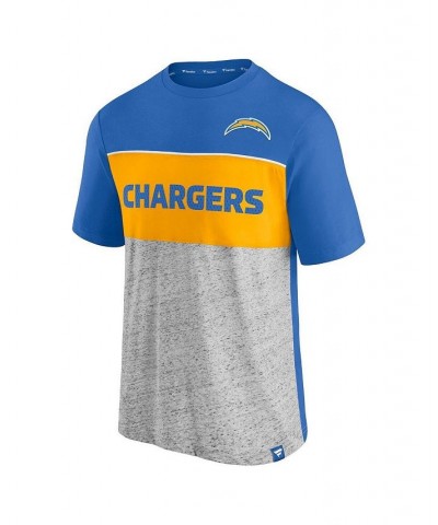 Men's Branded Powder Blue and Heathered Gray Los Angeles Chargers Colorblock T-shirt $16.40 T-Shirts