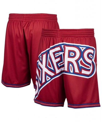 Men's Red Philadelphia 76ers Hardwood Classics Big Face 2.0 Shorts $28.52 Shorts