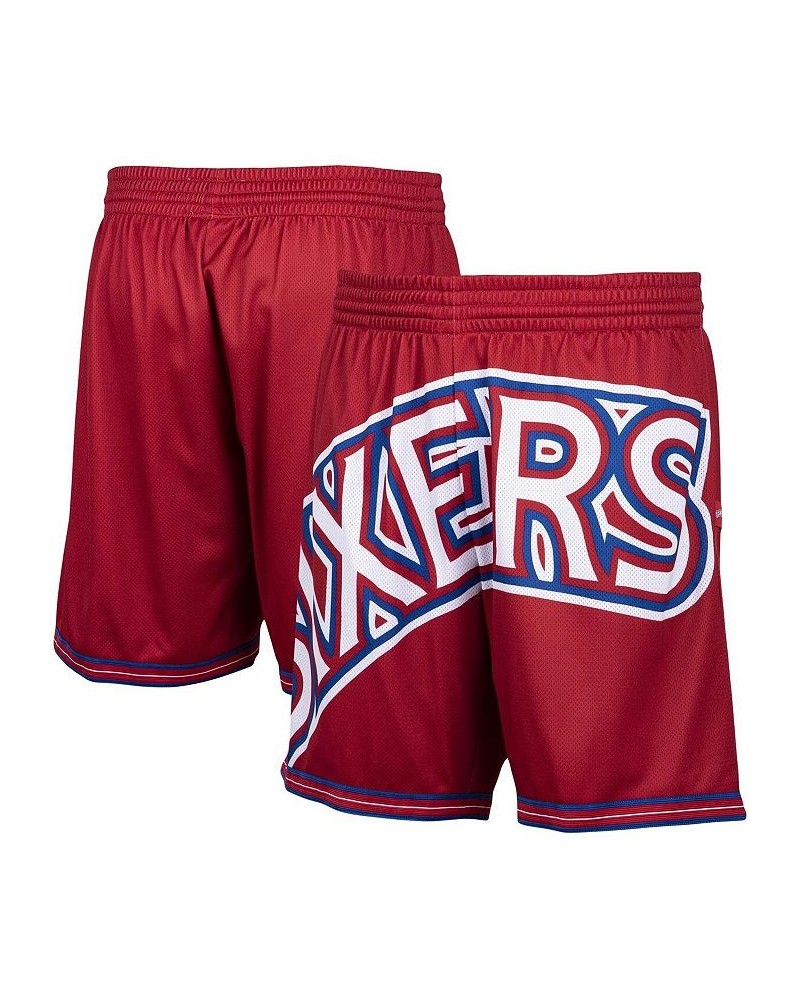 Men's Red Philadelphia 76ers Hardwood Classics Big Face 2.0 Shorts $28.52 Shorts