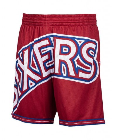 Men's Red Philadelphia 76ers Hardwood Classics Big Face 2.0 Shorts $28.52 Shorts