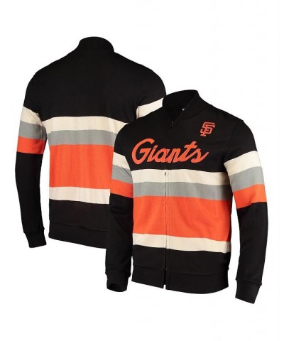 Men's Black San Francisco Giants Front Stripe Full-Zip Sweater $103.40 Sweaters