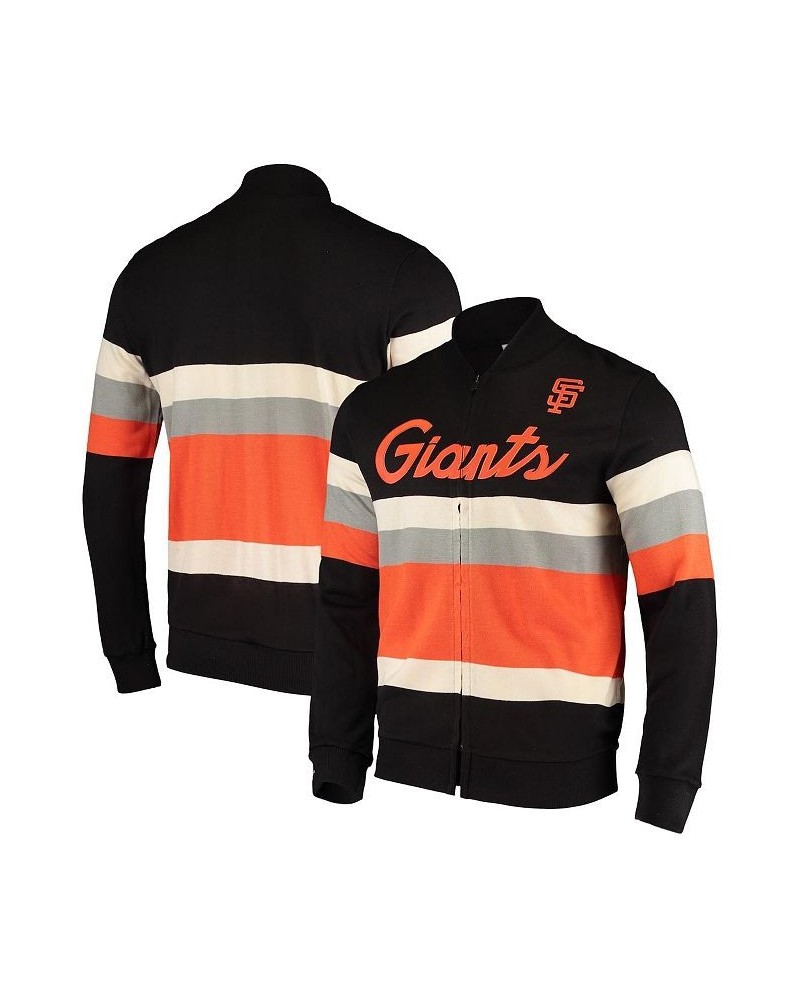 Men's Black San Francisco Giants Front Stripe Full-Zip Sweater $103.40 Sweaters