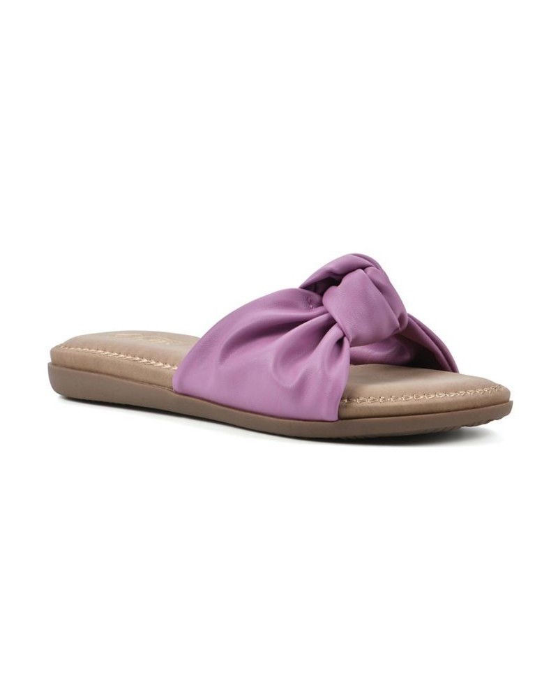 Women's Fanciful Slide Comfort Sandal Purple $24.19 Shoes