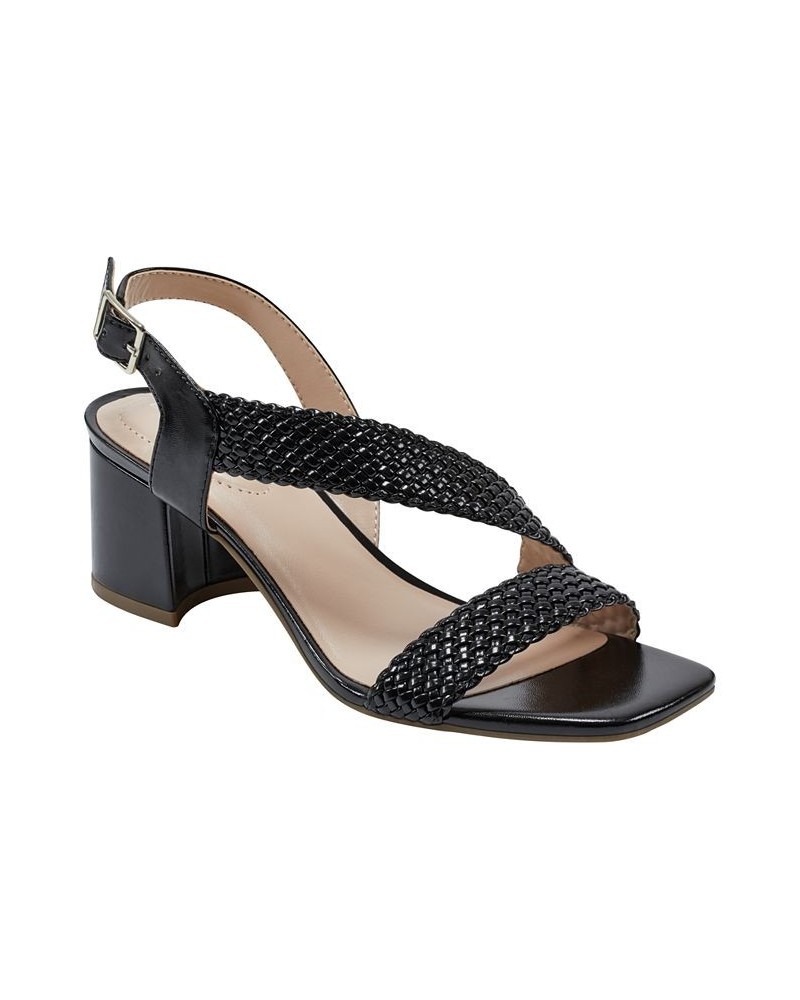 Women's Mizzys Slip On Square Toe Dress Sandals Black $48.06 Shoes