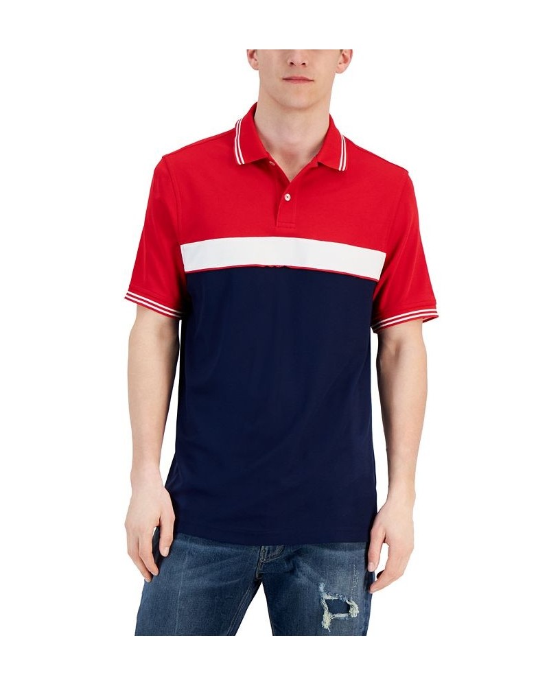 Men's Sporty Stripe Polo Shirt Red $17.28 Polo Shirts