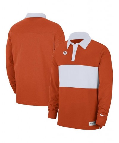 Men's Orange Clemson Tigers Striped Long Sleeve Polo Shirt $28.00 Polo Shirts