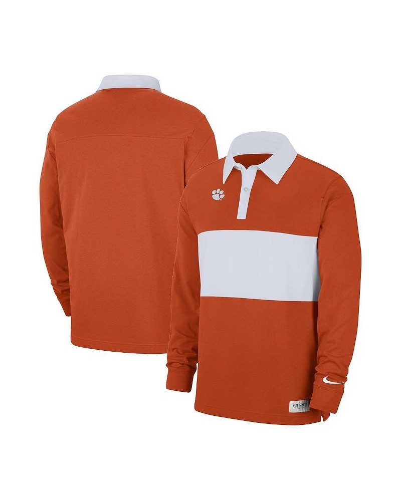 Men's Orange Clemson Tigers Striped Long Sleeve Polo Shirt $28.00 Polo Shirts