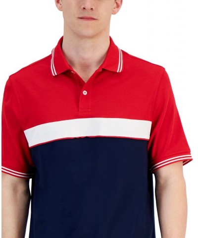 Men's Sporty Stripe Polo Shirt Red $17.28 Polo Shirts