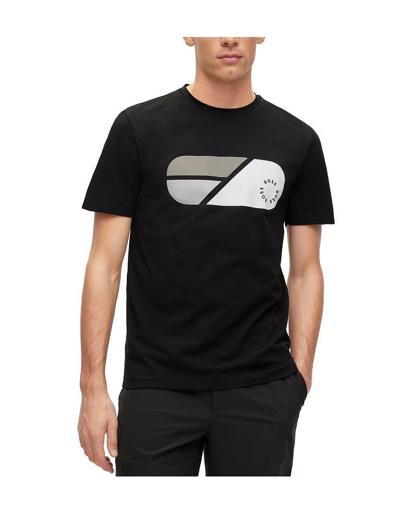 BOSS Men's Stretch-Cotton Artwork Circular Logo T-shirt Black $42.24 T-Shirts