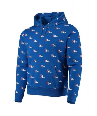 Men's and Women's Royal Philadelphia 76ers Allover Logo Pullover Hoodie $37.79 Sweatshirt