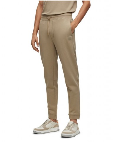 BOSS Men's Cotton-Terry Logo Patch Tracksuit Bottoms Tan/Beige $44.80 Pants