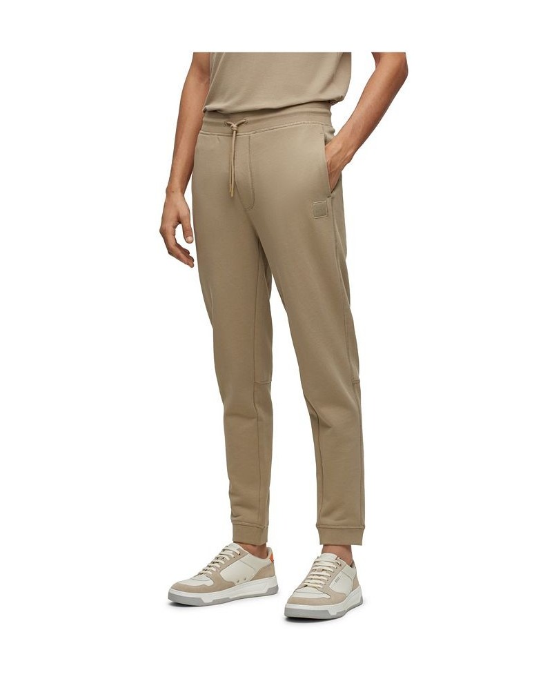 BOSS Men's Cotton-Terry Logo Patch Tracksuit Bottoms Tan/Beige $44.80 Pants