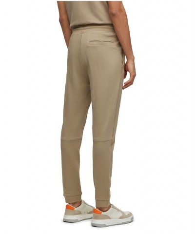 BOSS Men's Cotton-Terry Logo Patch Tracksuit Bottoms Tan/Beige $44.80 Pants