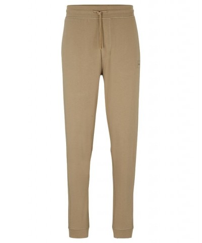 BOSS Men's Cotton-Terry Logo Patch Tracksuit Bottoms Tan/Beige $44.80 Pants