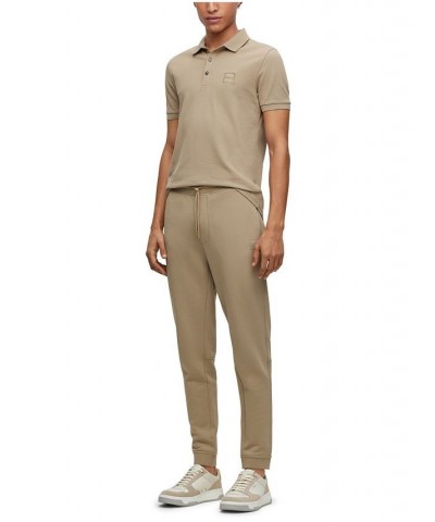 BOSS Men's Cotton-Terry Logo Patch Tracksuit Bottoms Tan/Beige $44.80 Pants