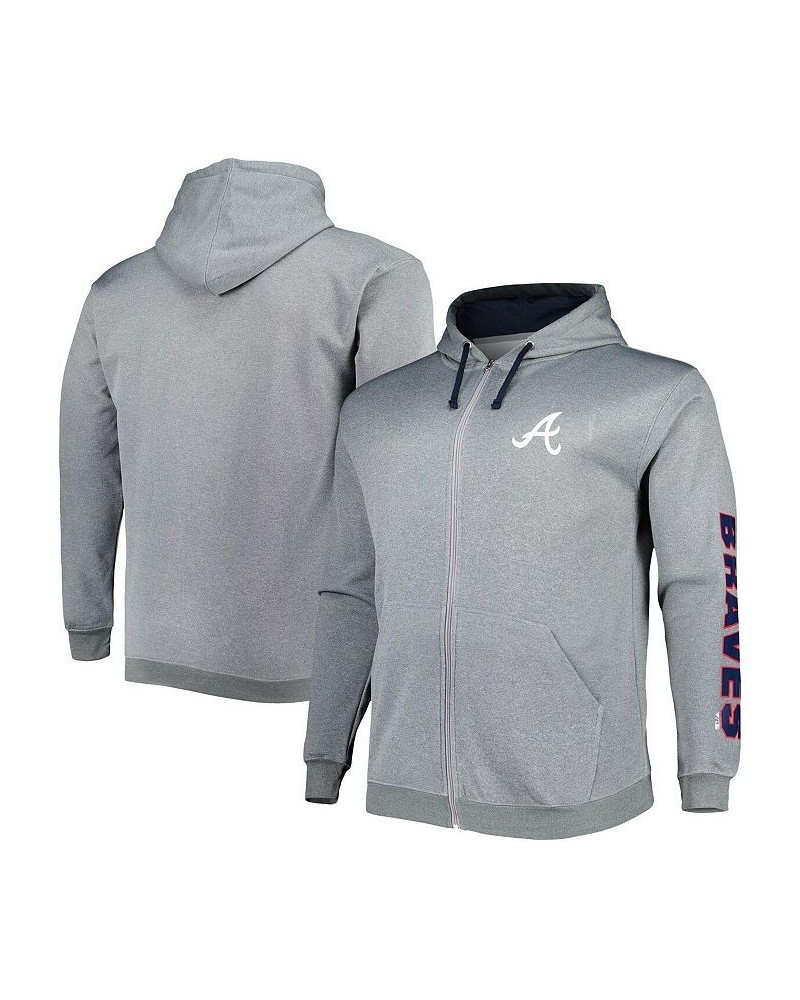 Men's Ash Atlanta Braves Big and Tall Pullover Hoodie $40.85 Sweatshirt