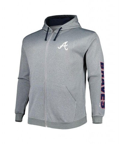 Men's Ash Atlanta Braves Big and Tall Pullover Hoodie $40.85 Sweatshirt