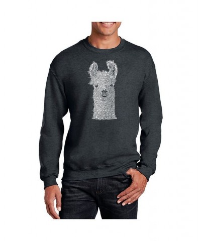 Men's Word Art Llama Crewneck Sweatshirt Gray $26.99 Sweatshirt