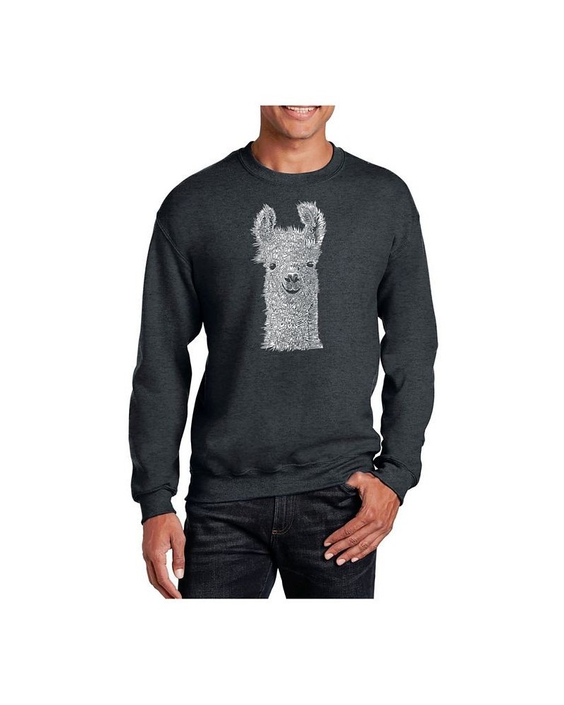 Men's Word Art Llama Crewneck Sweatshirt Gray $26.99 Sweatshirt