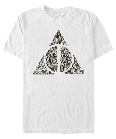 Men's Deathly Hallows Short Sleeve Crew T-shirt White $16.80 T-Shirts