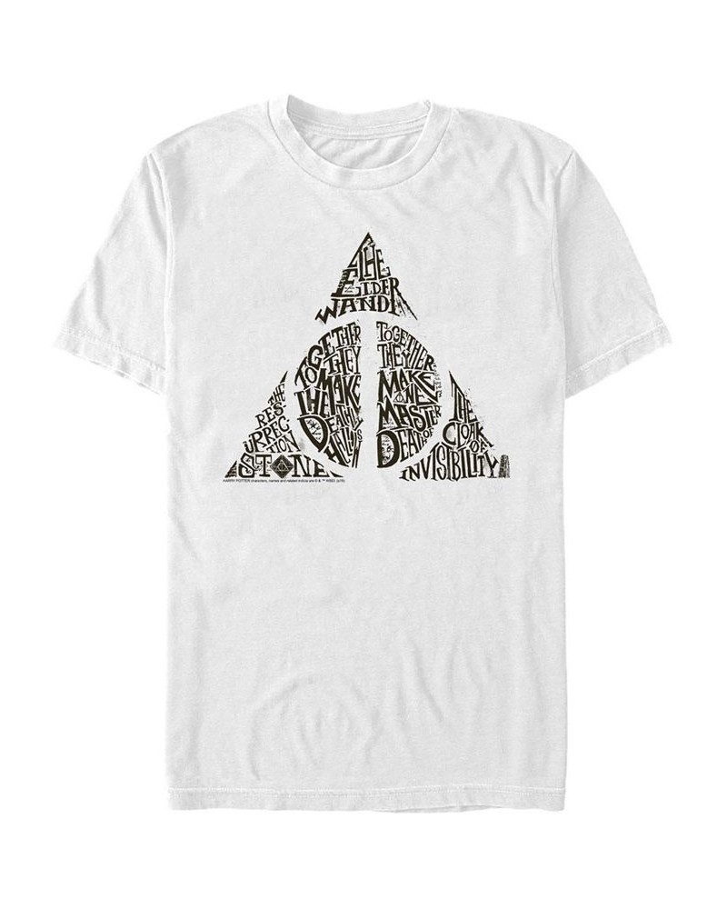 Men's Deathly Hallows Short Sleeve Crew T-shirt White $16.80 T-Shirts