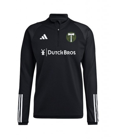 Men's Black Portland Timbers 2023 On-Field AEROREADY Quarter-Zip Training Top $40.80 Jackets