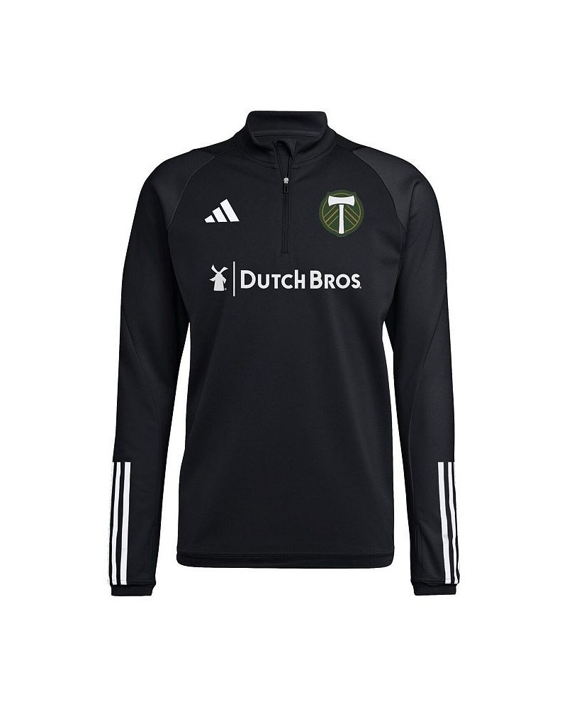 Men's Black Portland Timbers 2023 On-Field AEROREADY Quarter-Zip Training Top $40.80 Jackets