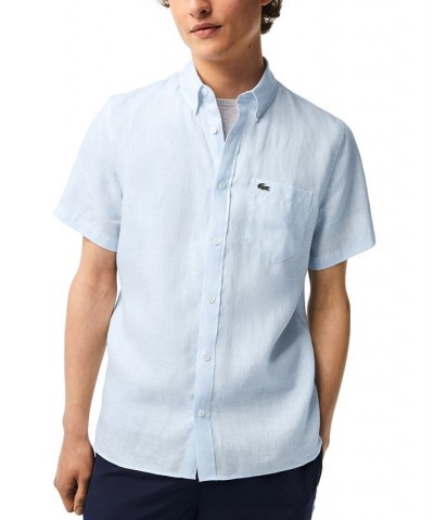 Men's Regular-Fit Logo Linen Shirt Blue $51.15 Shirts