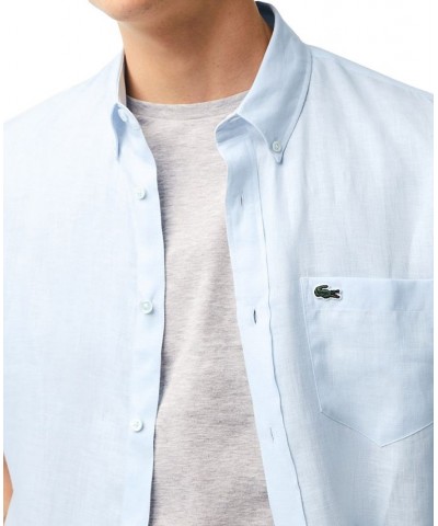 Men's Regular-Fit Logo Linen Shirt Blue $51.15 Shirts