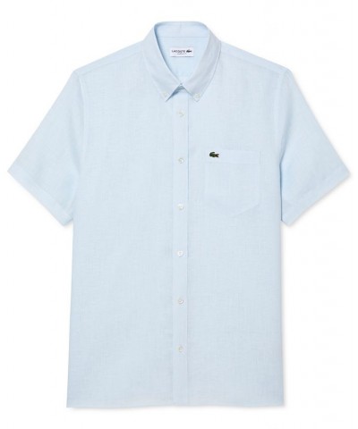 Men's Regular-Fit Logo Linen Shirt Blue $51.15 Shirts