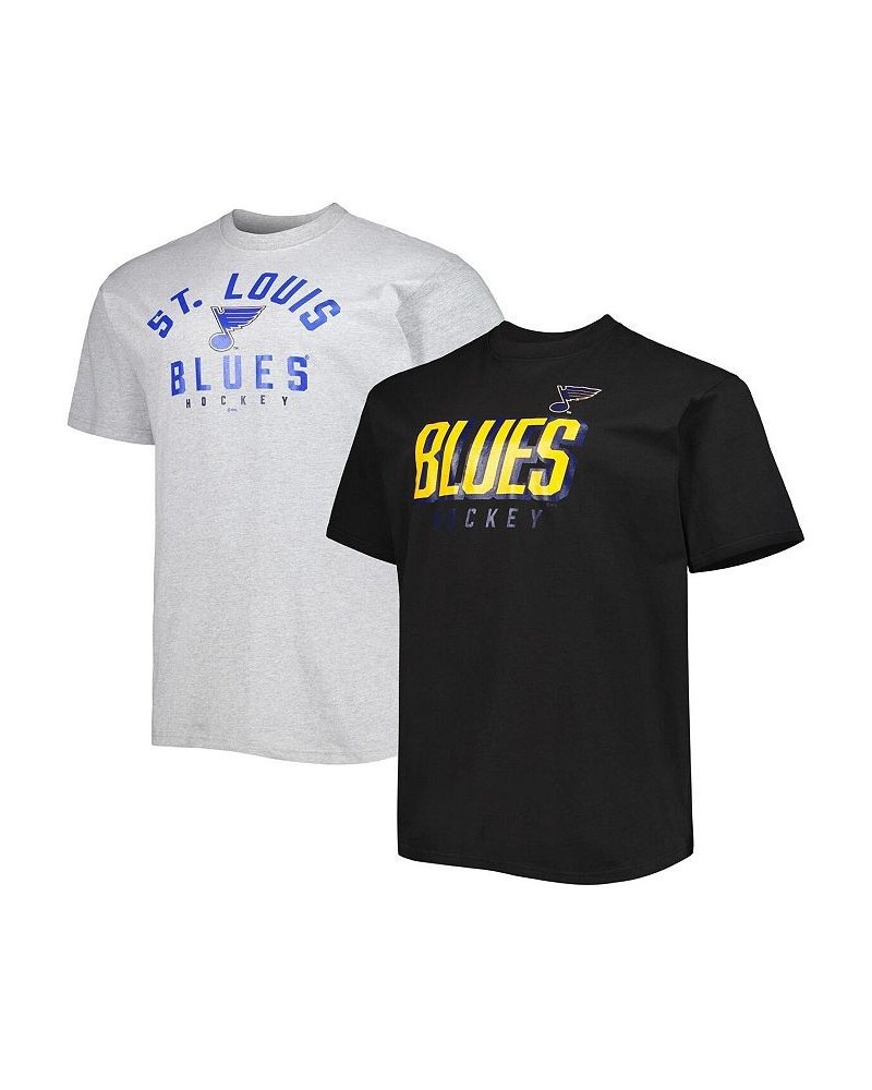 Men's Black, Heather Gray St. Louis Blues Big and Tall Two-Pack T-shirt Set $36.80 T-Shirts