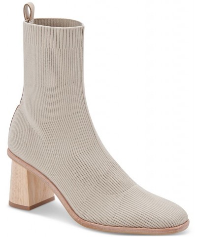 Women's Alaya Block-Heel Dress Booties Tan/Beige $72.00 Shoes