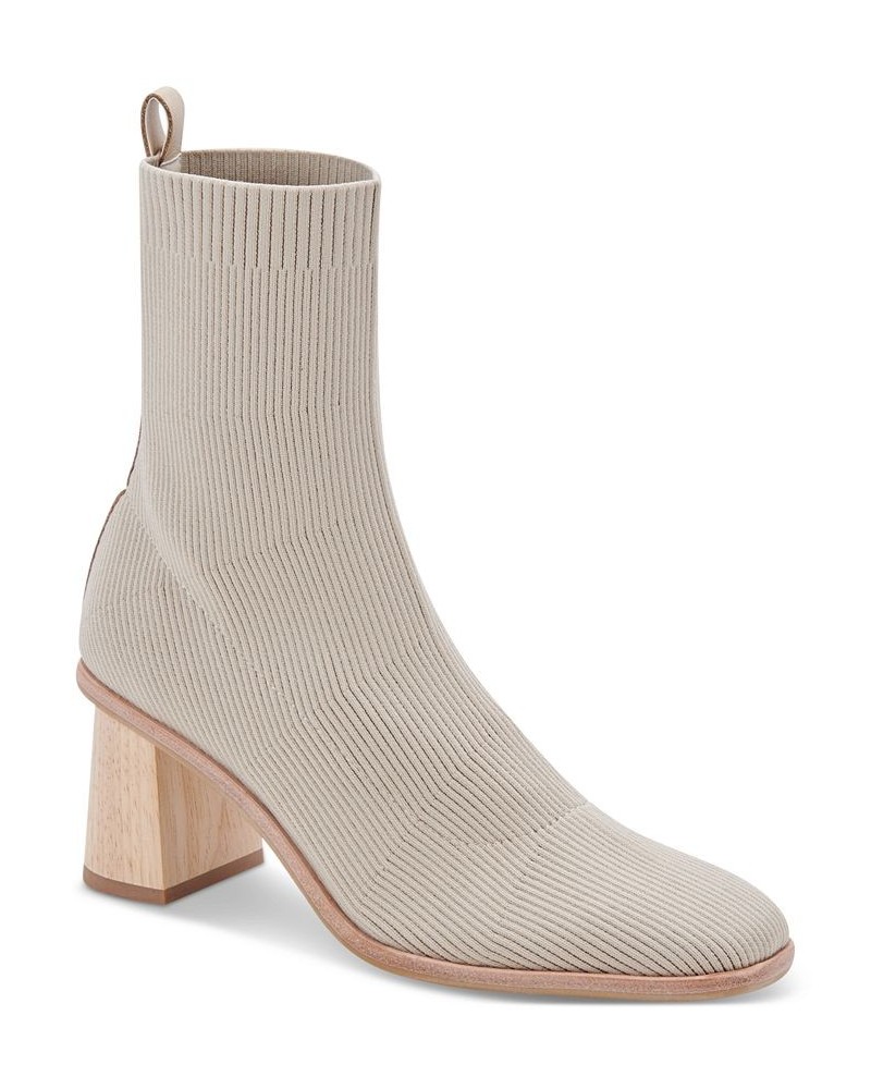 Women's Alaya Block-Heel Dress Booties Tan/Beige $72.00 Shoes