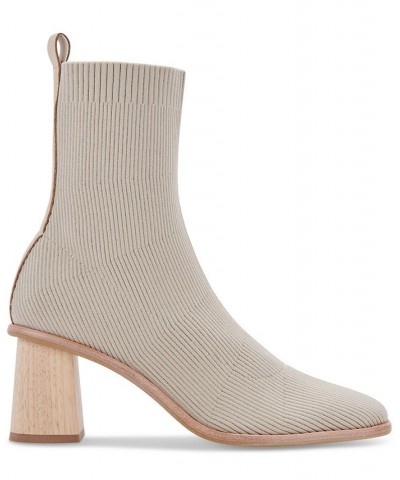 Women's Alaya Block-Heel Dress Booties Tan/Beige $72.00 Shoes