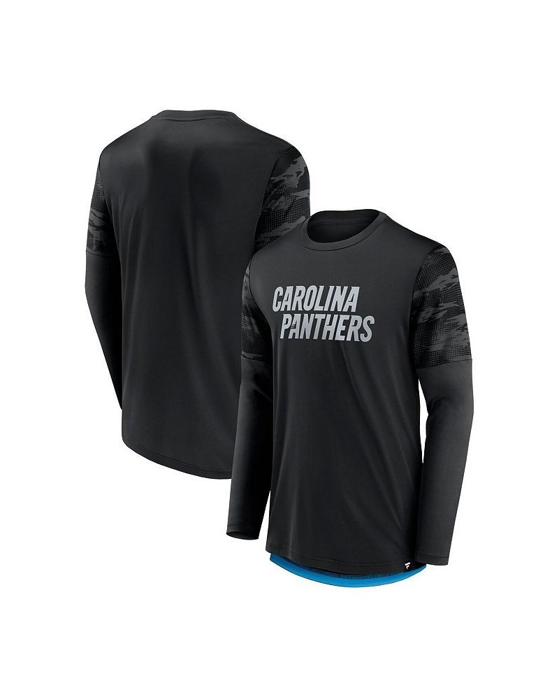 Men's Branded Black, Blue Carolina Panthers Square Off Long Sleeve T-shirt $19.20 T-Shirts