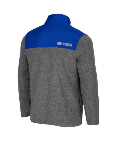 Men's Heathered Charcoal, Royal Air Force Falcons Huff Snap Pullover $40.49 Sweatshirt