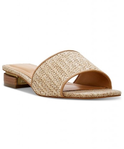 Cheleahl Woven Block-Heel Slide Sandals Tan/Beige $54.00 Shoes