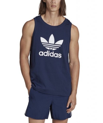 Men's Adicolor Classics Trefoil Logo Print Tank Blue $14.35 T-Shirts