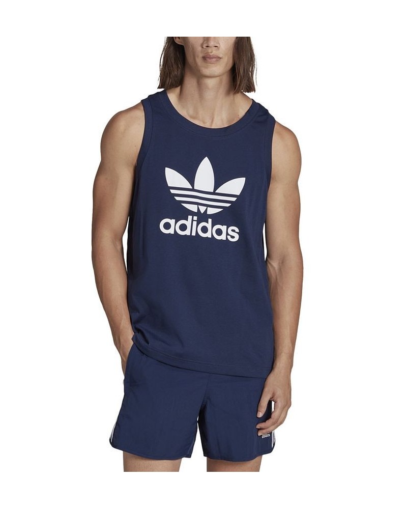 Men's Adicolor Classics Trefoil Logo Print Tank Blue $14.35 T-Shirts