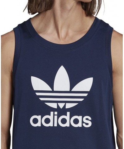 Men's Adicolor Classics Trefoil Logo Print Tank Blue $14.35 T-Shirts