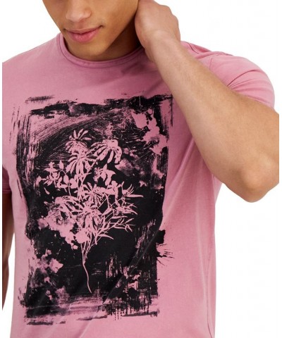 Men's Classic-Fit Floral Graphic T-Shirt Purple $11.99 T-Shirts